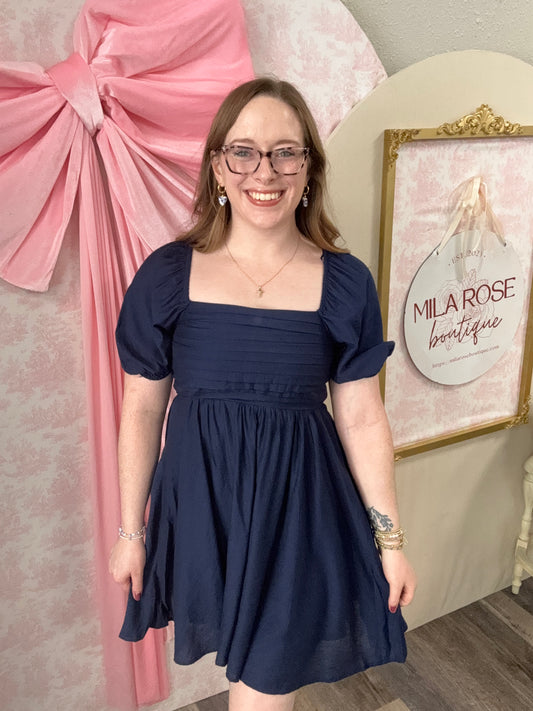 Navy Ruched Dress