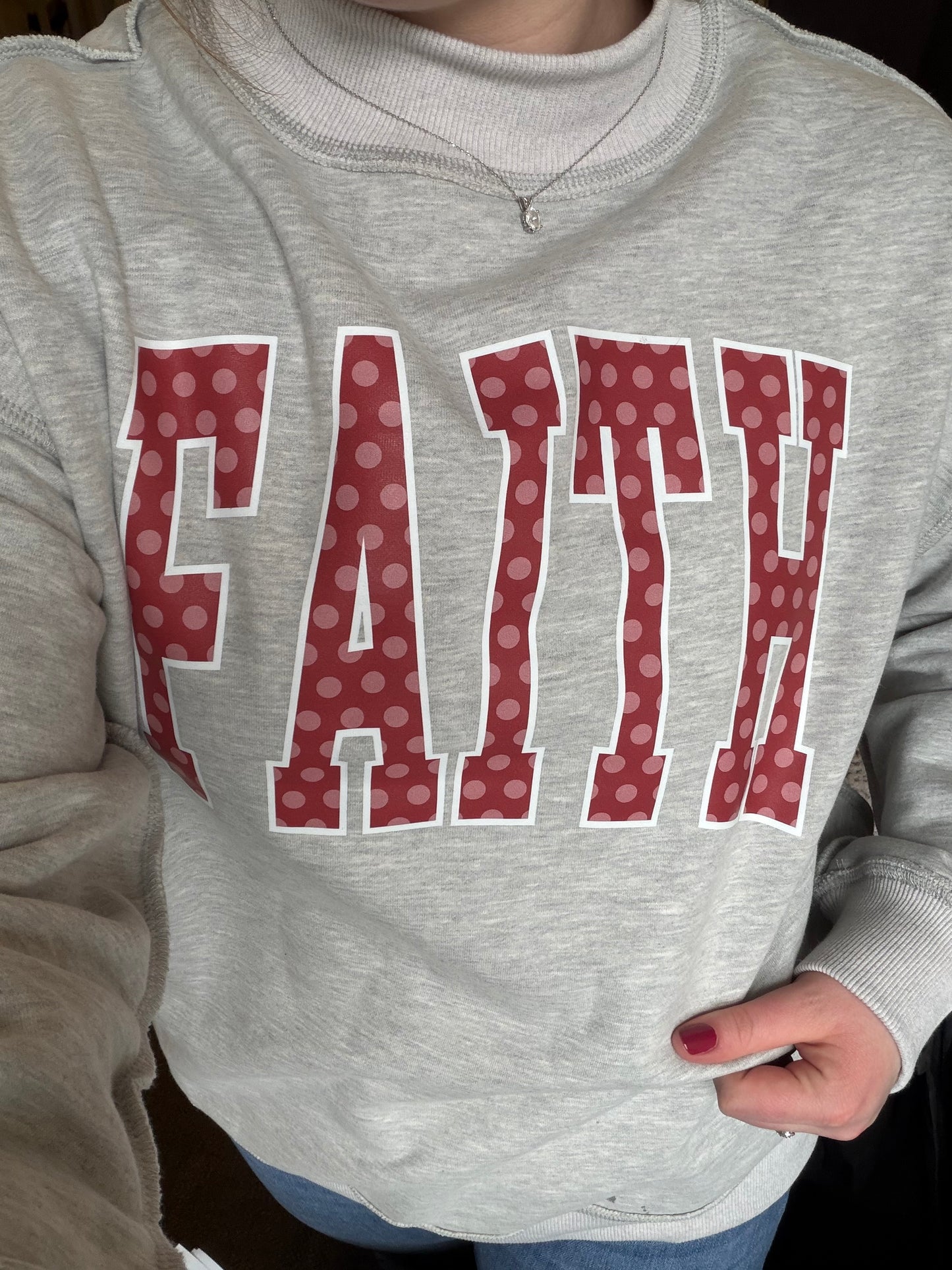 Faith Polka Dot Mockneck Pullover