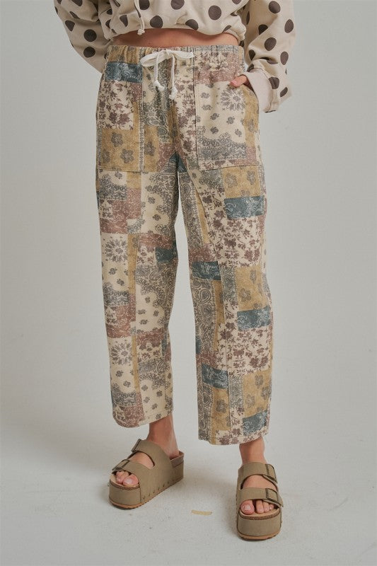 Patchwork Barrel Pants