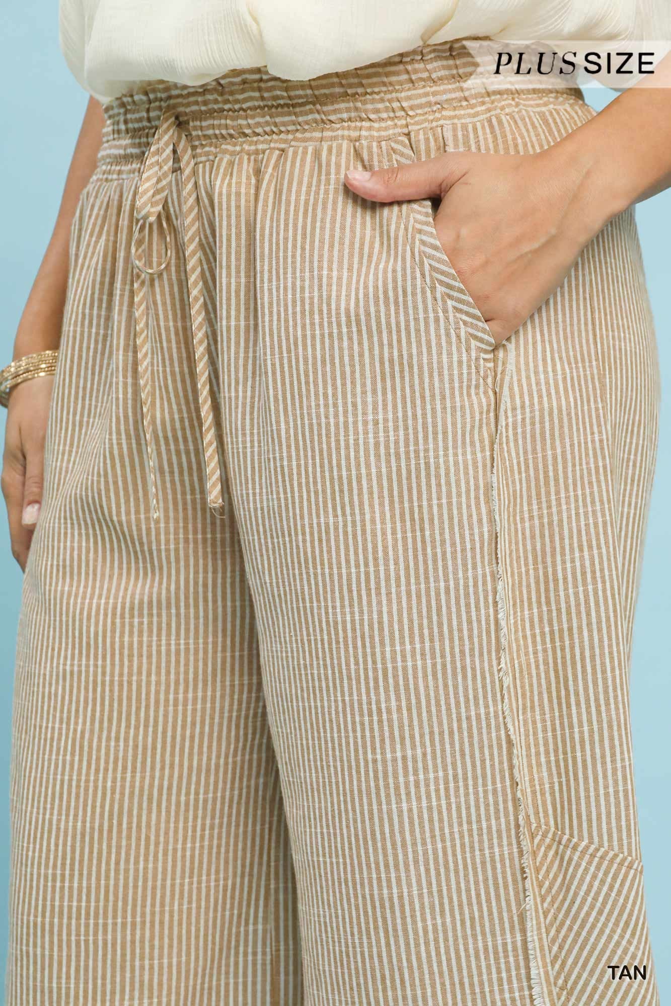 Plus Linen Wide Leg Pants