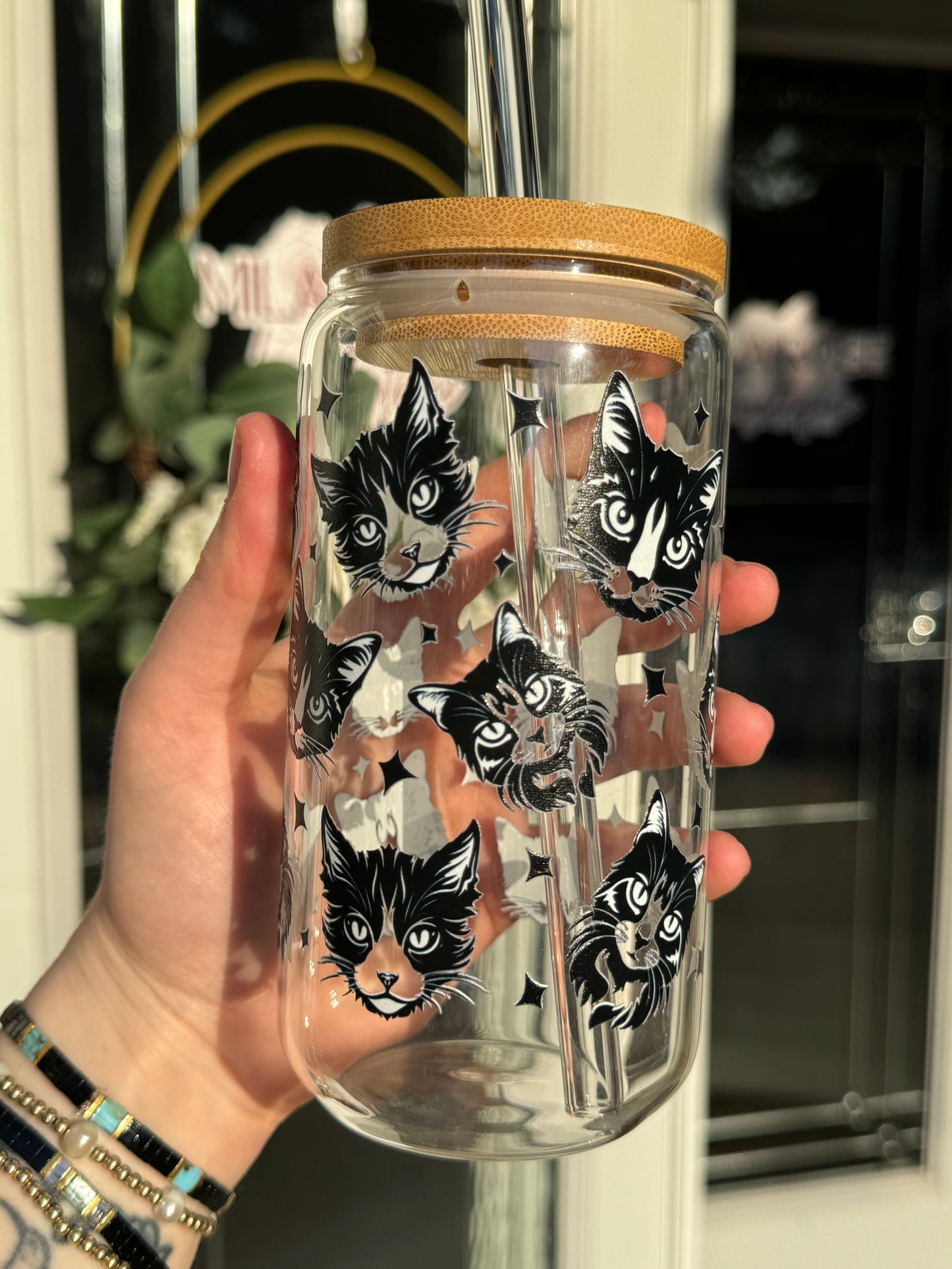 Black Cat Glass Tumbler