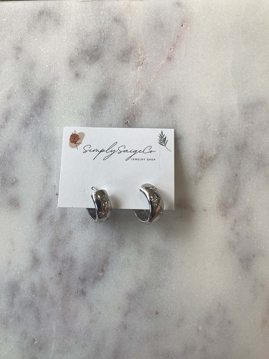 Silver Star Hoop Earrings