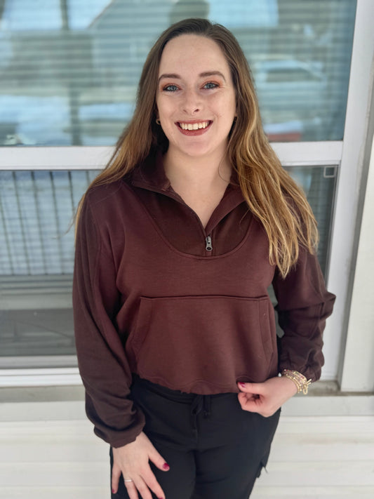 Brown Quarter Zip Pullover