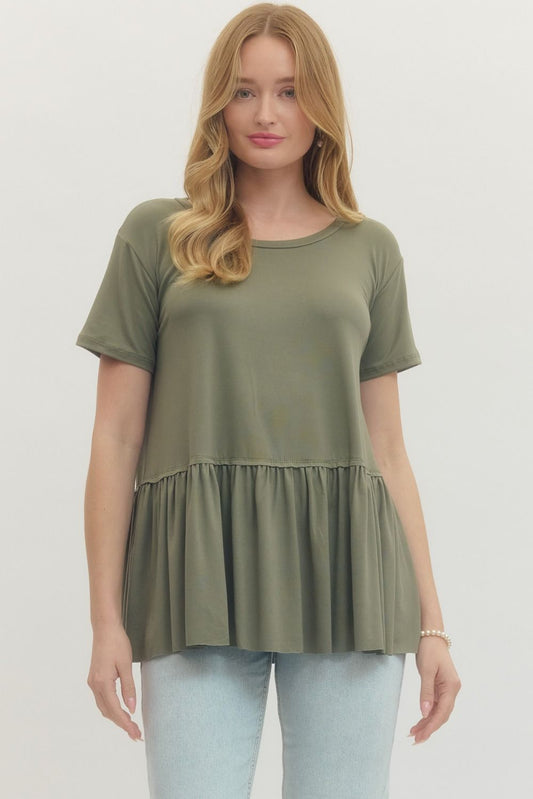 Olive Flutter Blouse