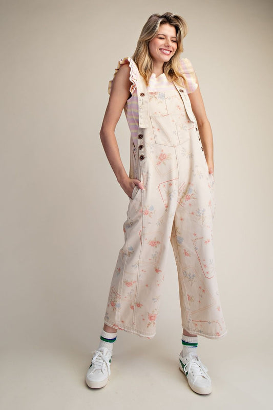 Easel Floral Overalls