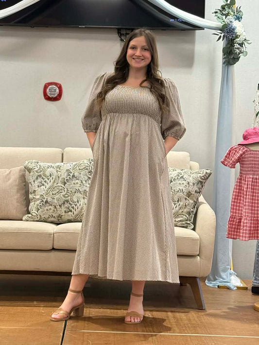 Kayleen Gingham Smocked Dress