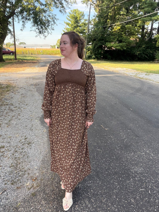 Elise Lace Brown Maxi Dress *Preorder*