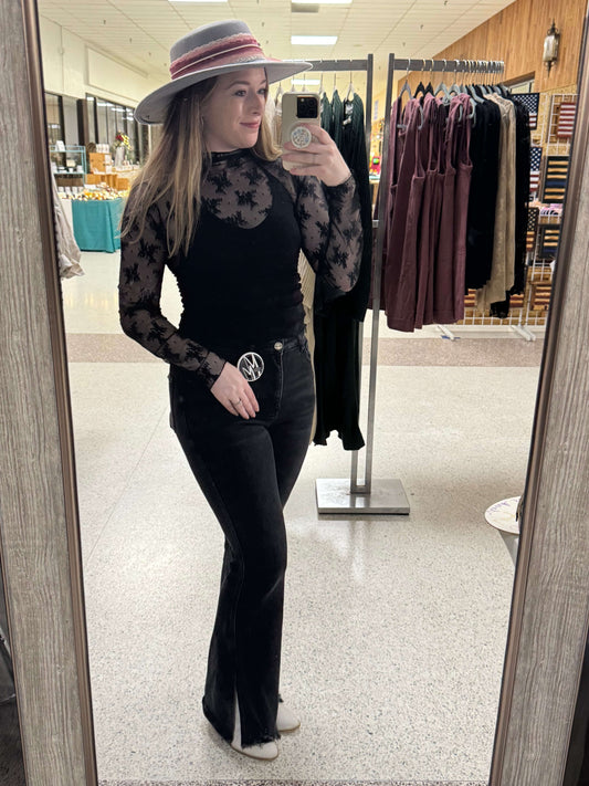 High Rise Slit Flare: Risen Jean
