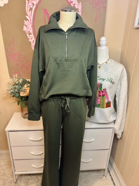 Dark Olive Quarter Zip Pullover