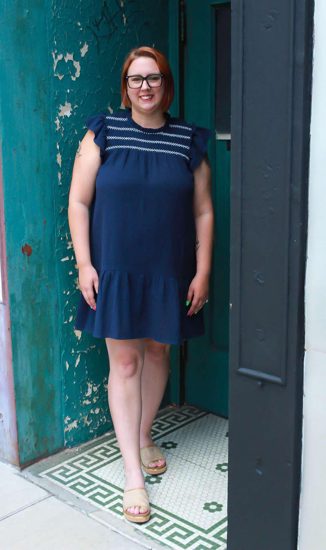 Claudia Smocked Flutter Sleeve Dress