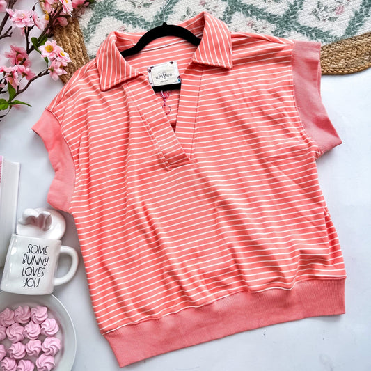 Coral Scuba Striped Top
