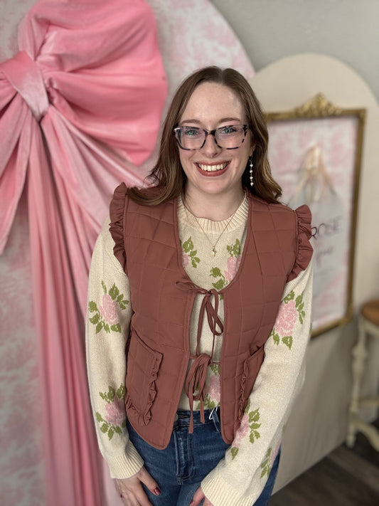 Mauve Ruffled Quilt Vest