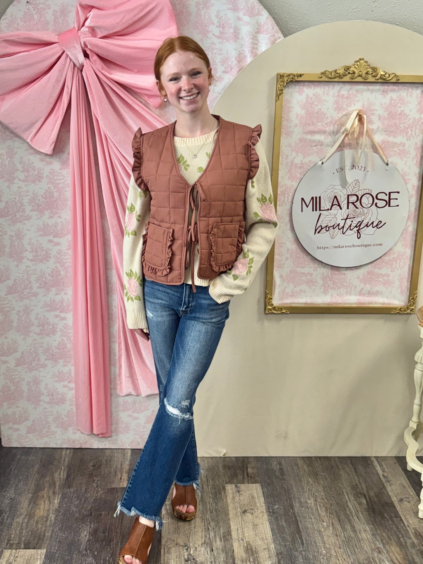 Mauve Ruffled Quilt Vest