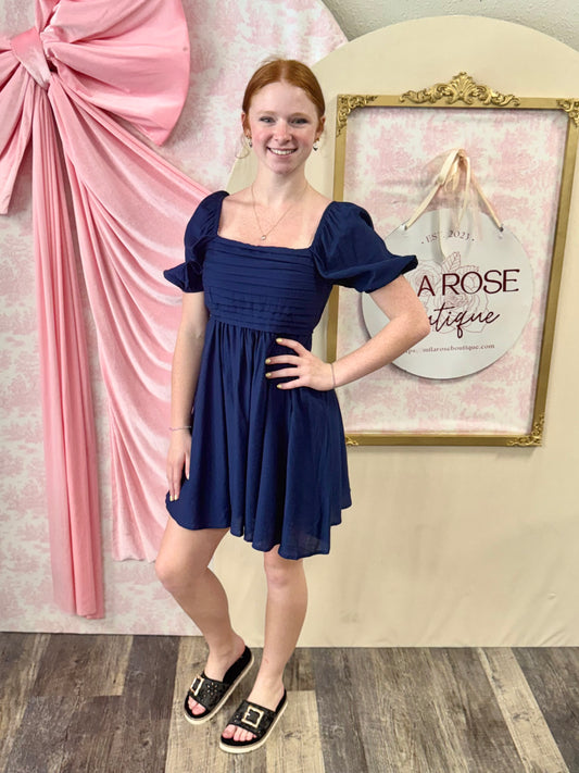 Navy Ruched Dress