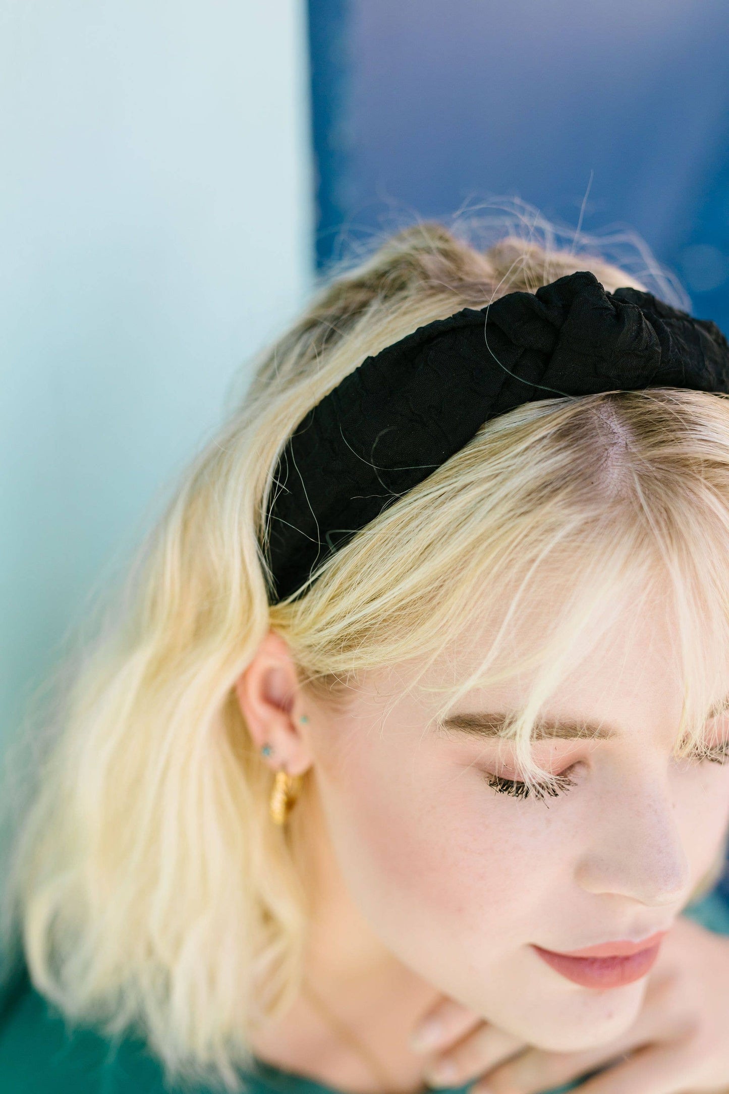 Crushed Cotton Headband in Black