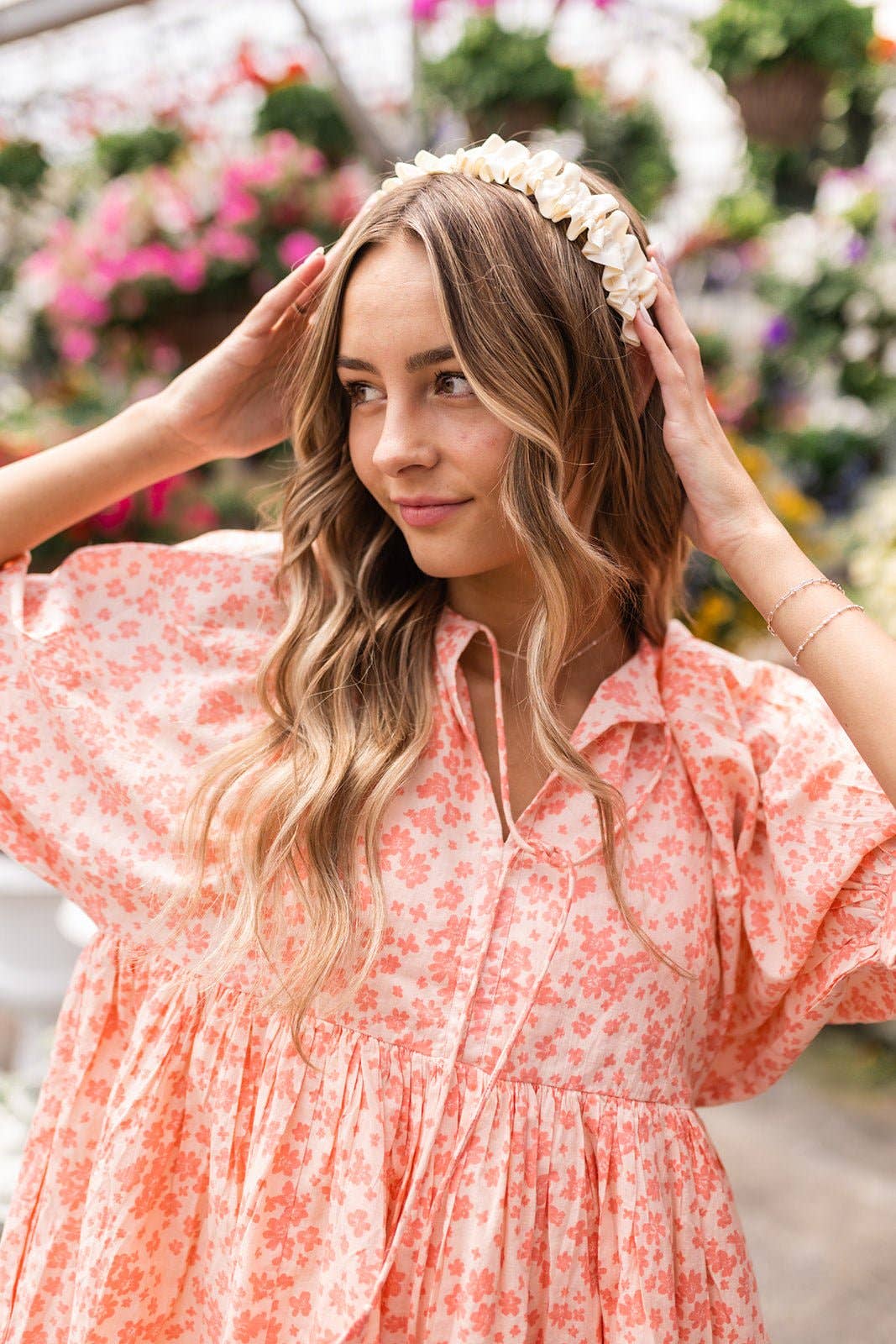 Cream Ruffle Headband