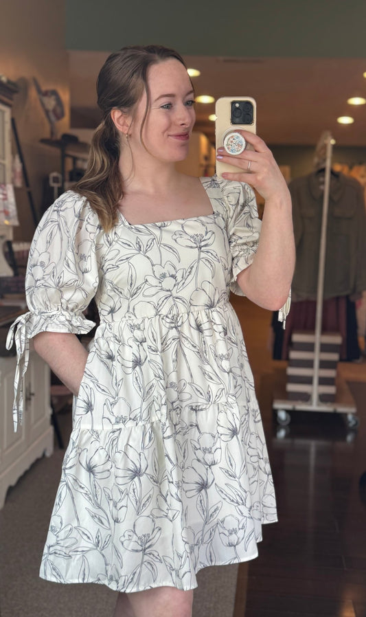 Babydoll Floral Smocked Dress - Mila Rose Boutique, LLC