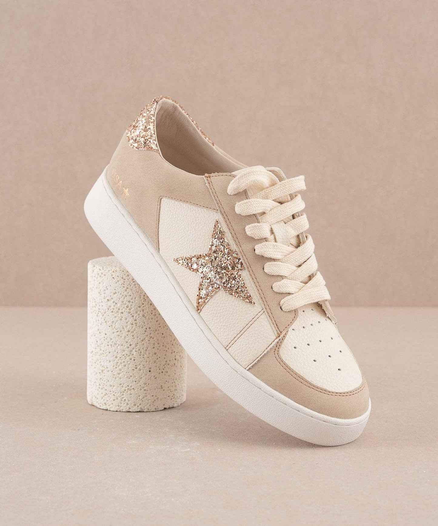 The Liberty Beige | Glitter Star Sneaker