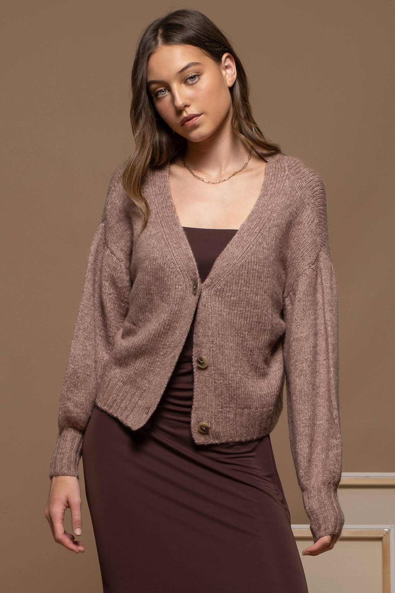 COZY KNIT CARDIGAN: COCOA