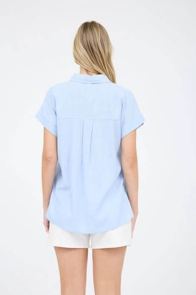 Blue Button Down Blouse - Mila Rose Boutique, LLCBlue Button Down BlouseSmall