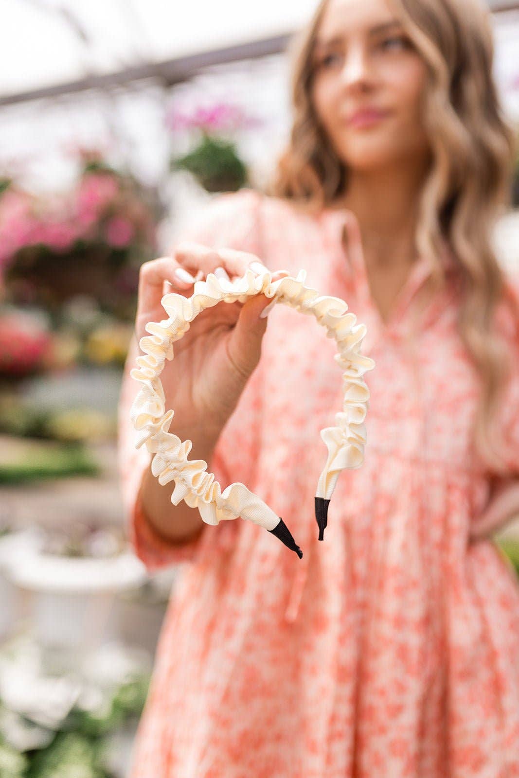 Cream Ruffle Headband