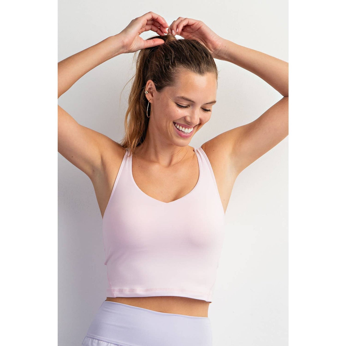 V NECK YOGA TOP: Java / L