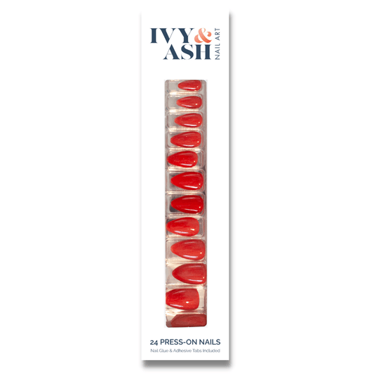 Cherry Shimmer | Bright Red Holiday Glitter Press - On Nails - Mila Rose Boutique, LLC