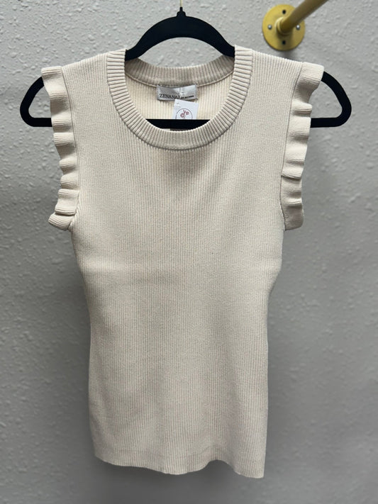 Cream Ruffled Sleeveless Top - Mila Rose Boutique, LLCCream Ruffled Sleeveless TopSmall