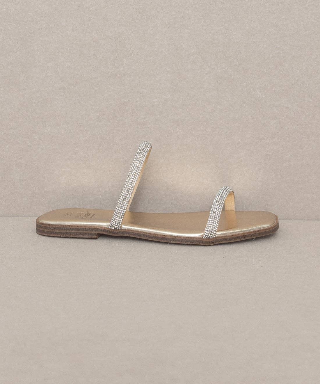 The Lucy Metallic Gold | Satin Lined Rhinestone Strappy Flat