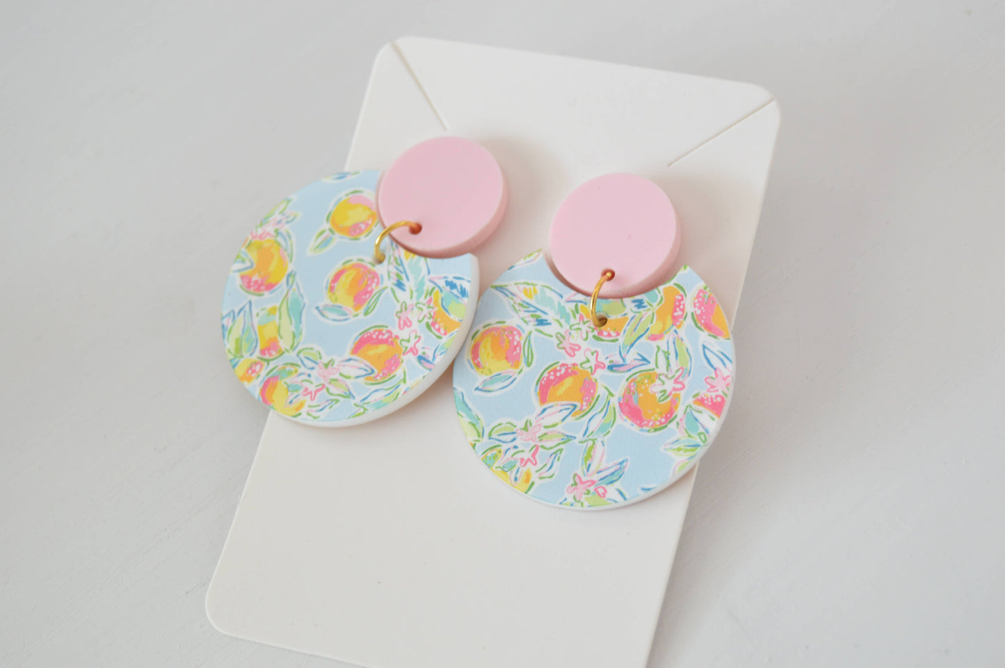 Preppy Earrings, Colorful Notched Circle Earrings