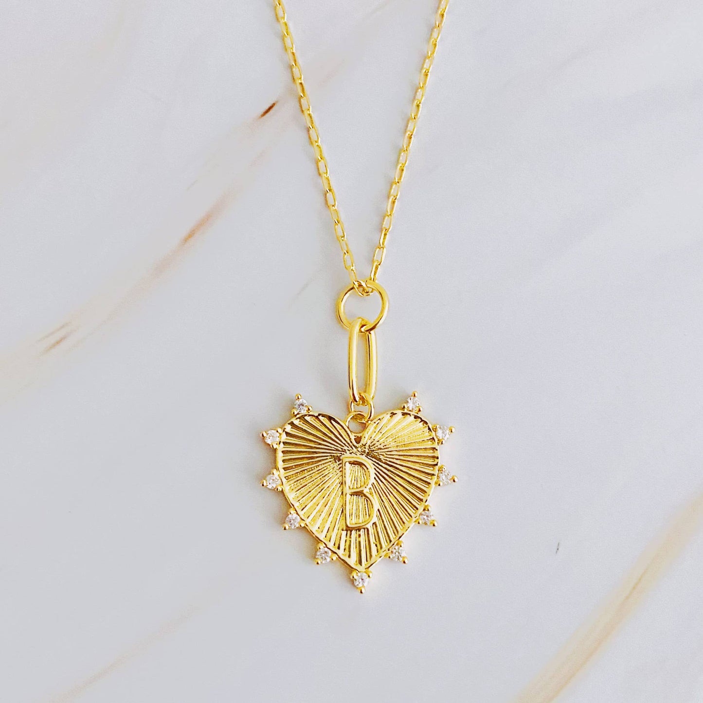 Clip Hanging Initial Heart Necklace: M