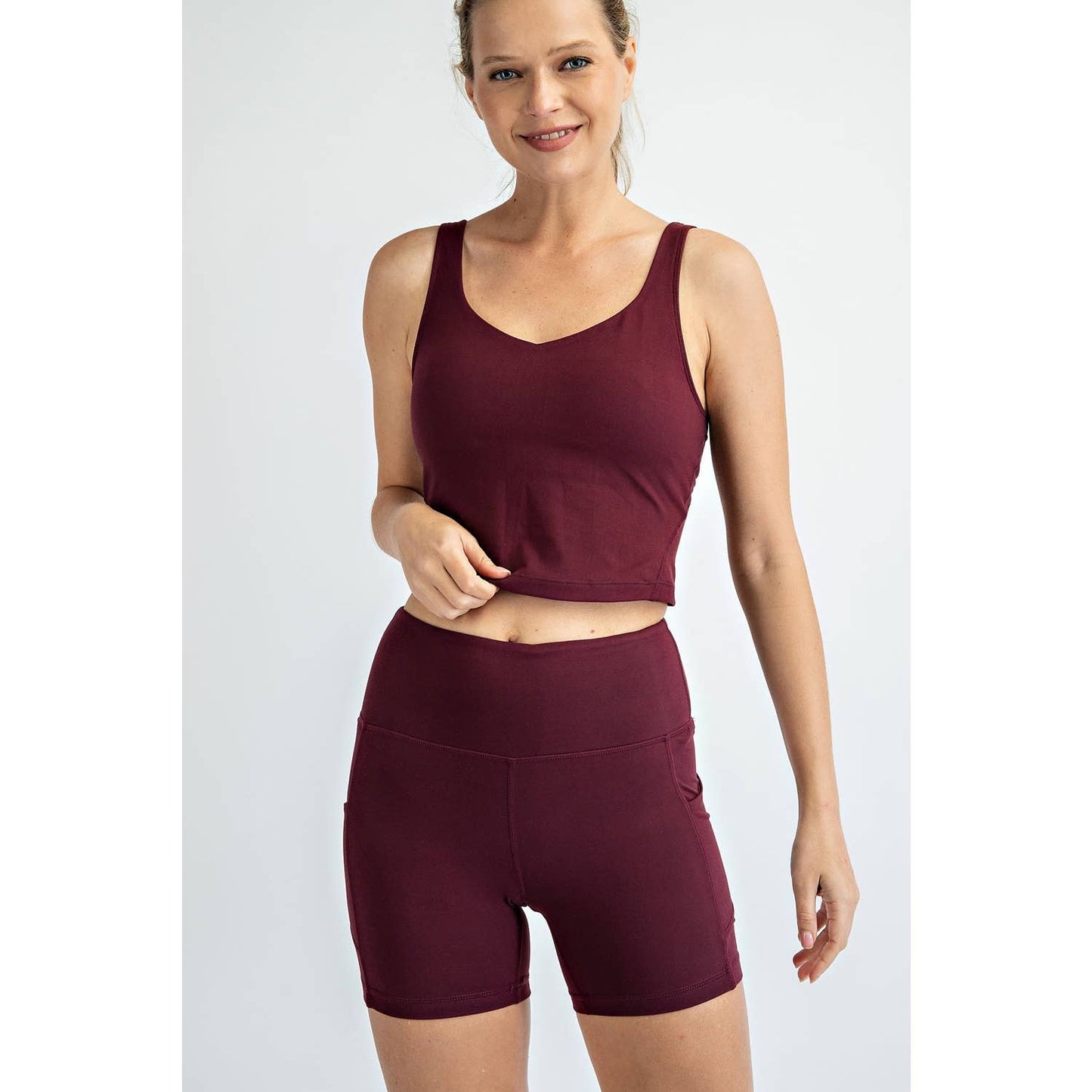 V NECK YOGA TOP: Java / S