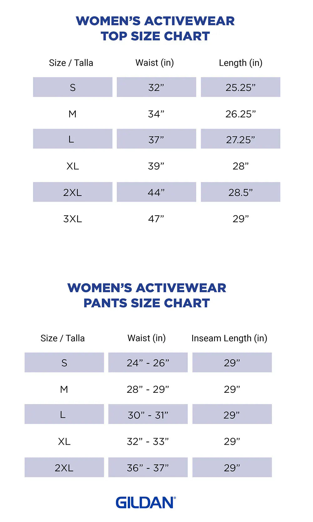 Size chart