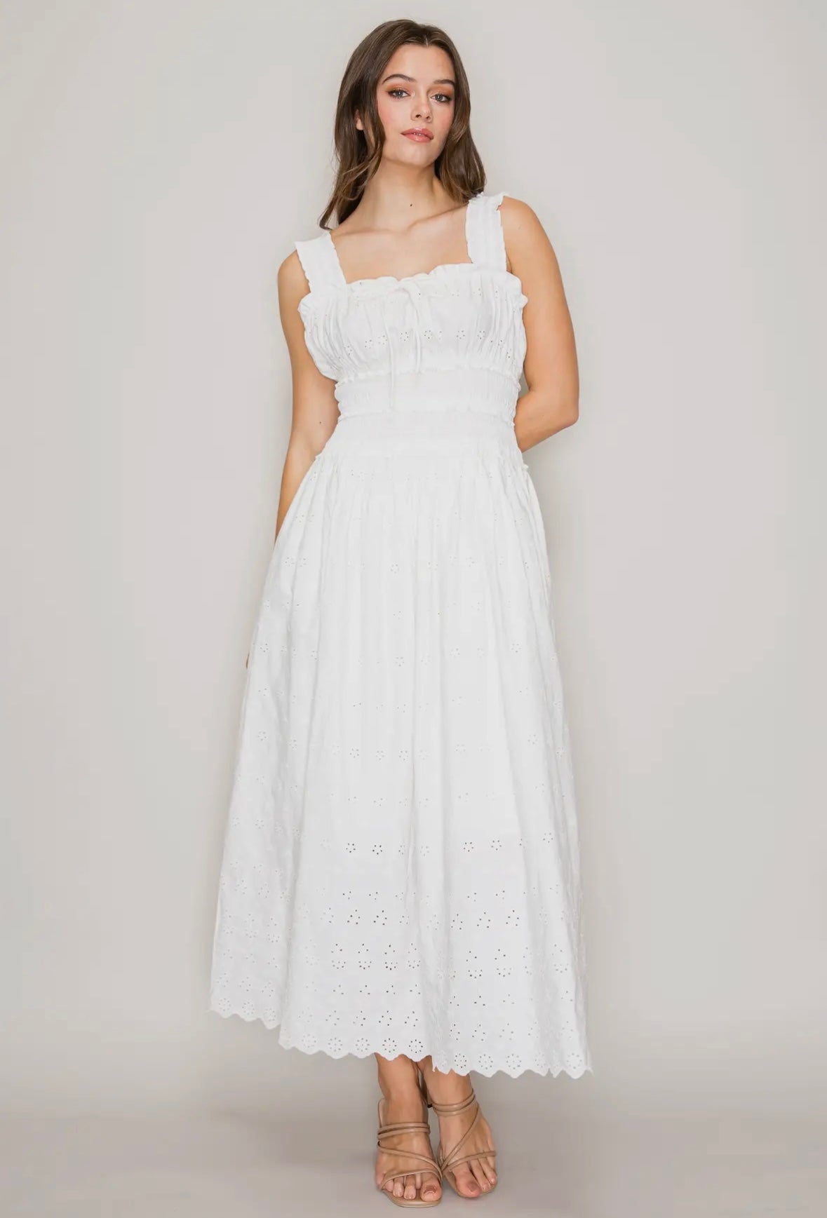 Ginger Eyelet Smocked Maxi *PREORDER* - Mila Rose Boutique, LLCGinger Eyelet Smocked Maxi *PREORDER*XS