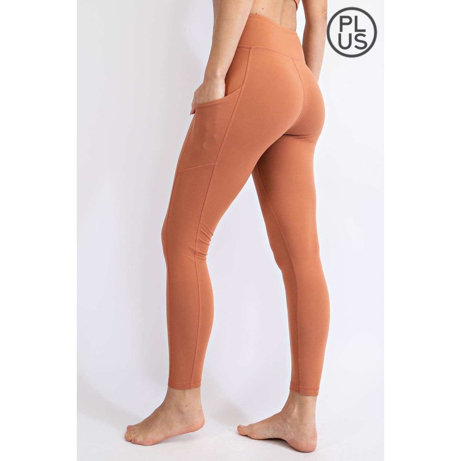 PLUS SIZE BUTTER BASIC LEGGINGS WITH POCKETS: Burgundy / 1X - Mila Rose Boutique, LLC