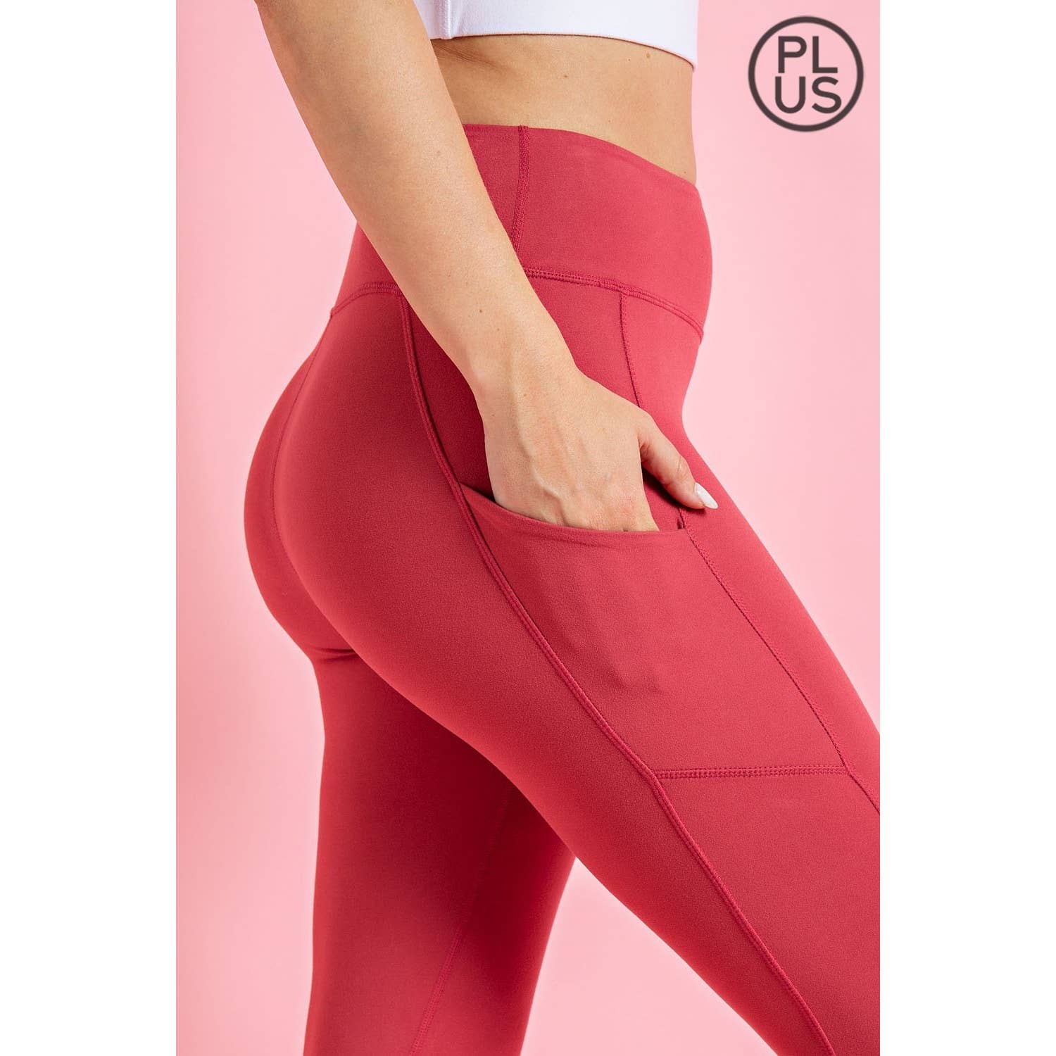 PLUS SIZE BUTTER BASIC LEGGINGS WITH POCKETS: Burgundy / 1X - Mila Rose Boutique, LLC
