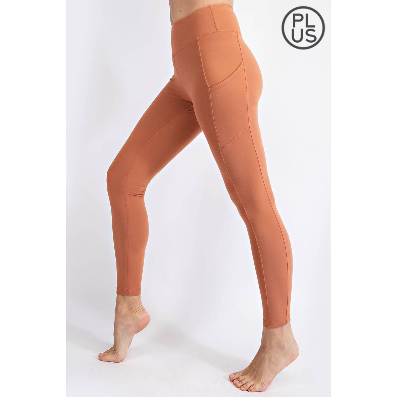 PLUS SIZE BUTTER BASIC LEGGINGS WITH POCKETS: Burgundy / 1X - Mila Rose Boutique, LLC