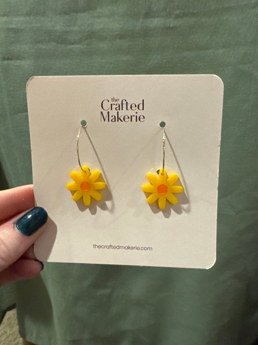 Yellow Daisies Hoop Earrings - Mila Rose Boutique, LLC