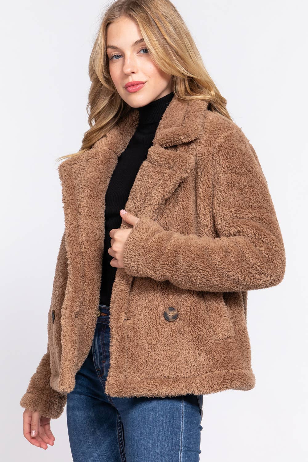 NOTCHED COLLAR SHERPA JACKET