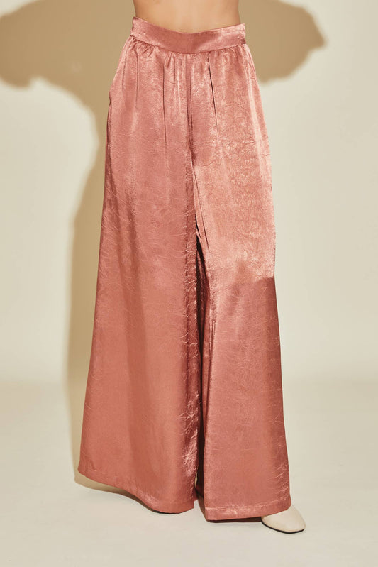 Women's Satin Style Pants in Clay