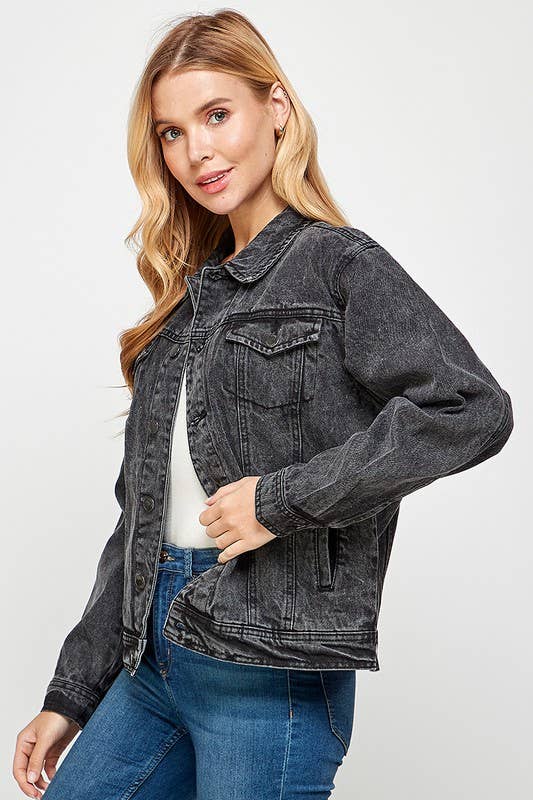 Women's Denim Jacket (Vintage Black)- LOVE