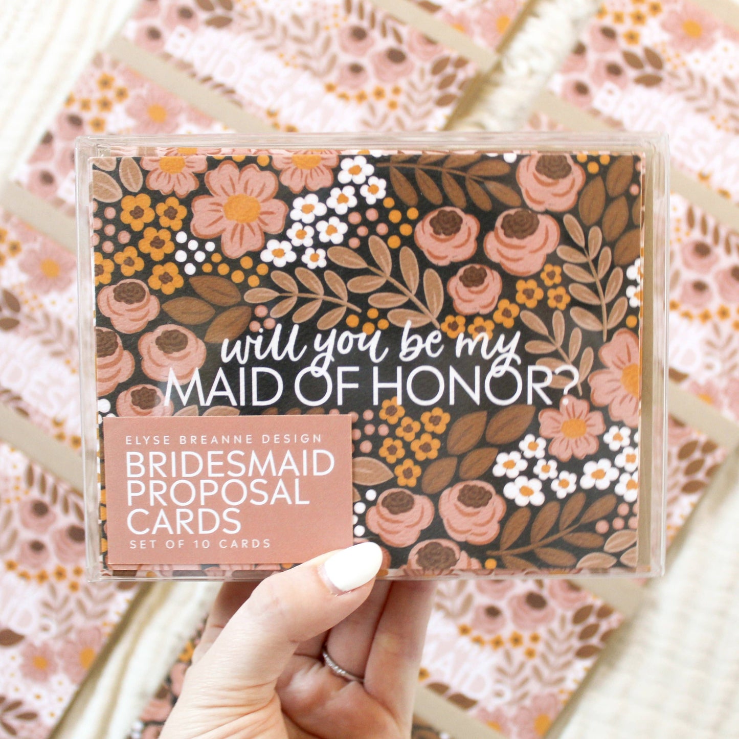 Set of 10 Bridesmaid Proposal Cards, Retro Floral