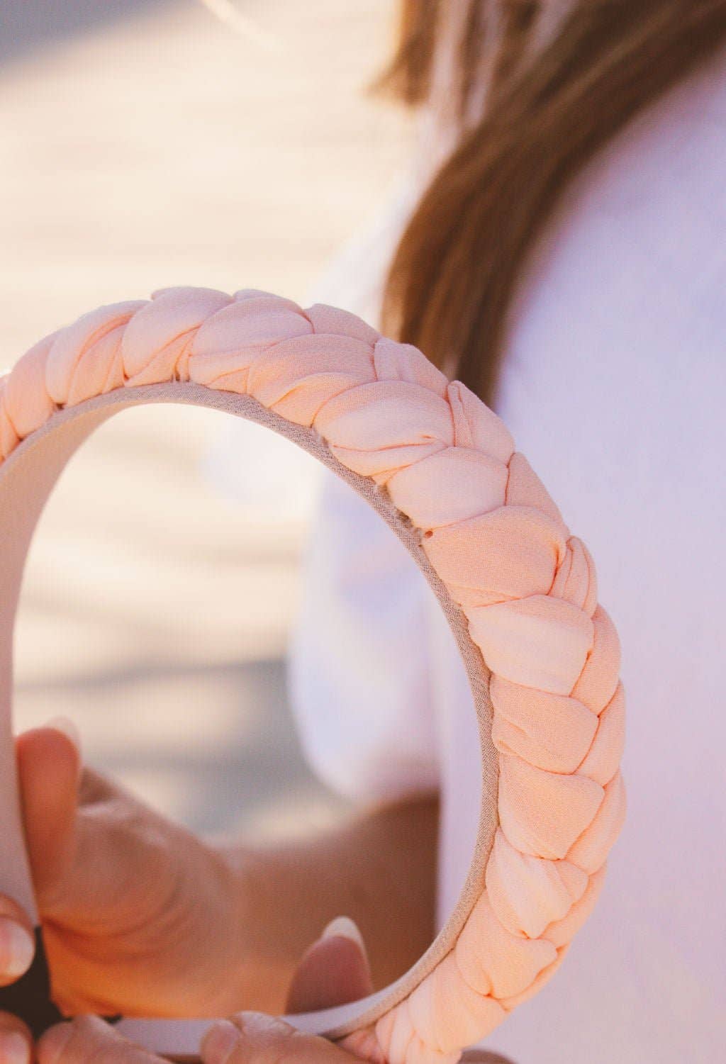 Braided Chiffon Headband - Multiple Colors: Peach